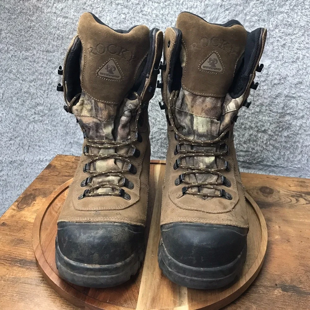 Rocky BlizzardStalker Waterproof Insulated Boots 9M Mossy Oak Camo Hunting Work